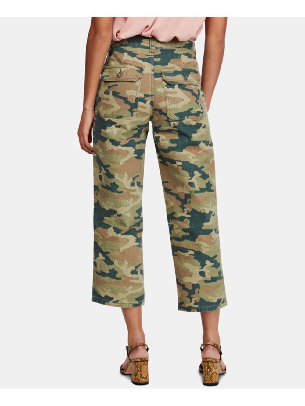Free People We The Free Camo Crop Straight-Leg Utility Pants sz 24 - Picture 2 of 11